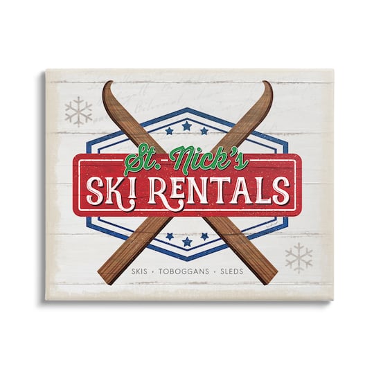 Stupell Industries St. Nick's Ski Rentals Vintage Canvas Wall Art